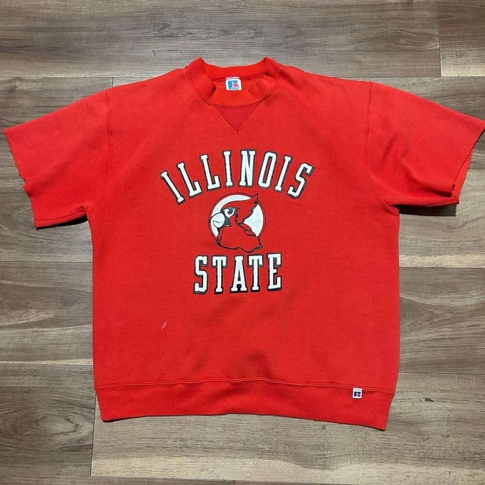 Vintage‎ Illinois State Redbirds Cut-Off Sweatshirt Russell Athletic USA L